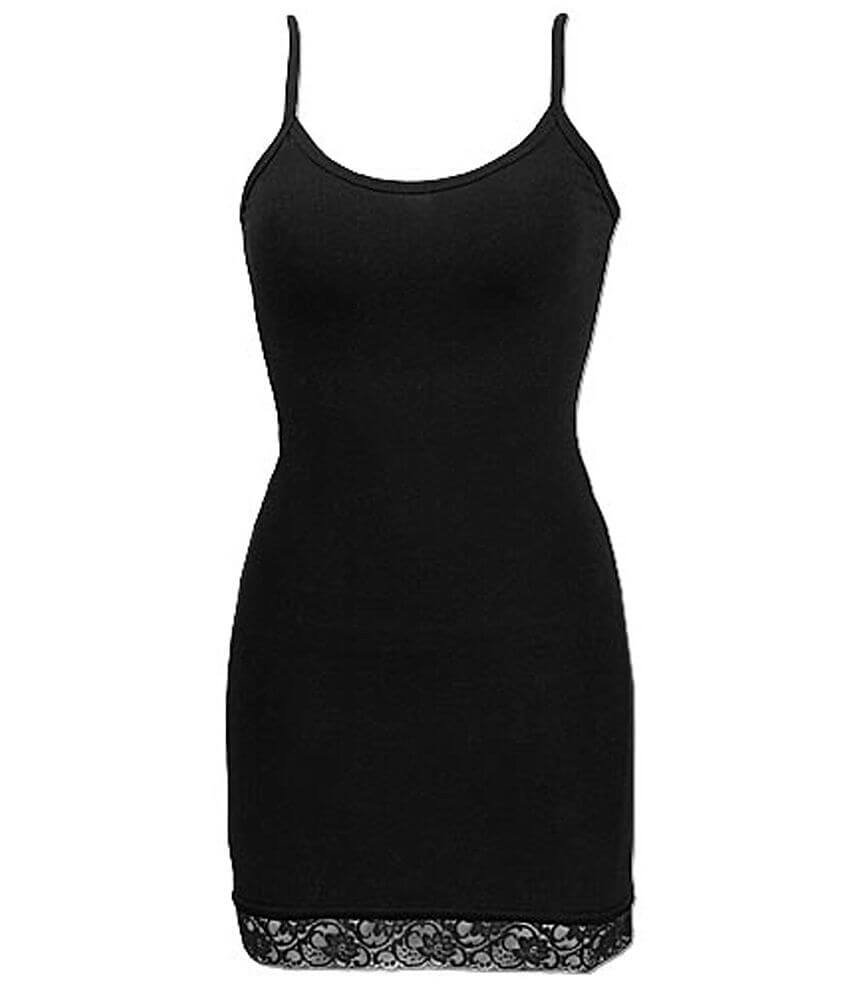 BKE Extra Long Lace Trim Tank Top front view