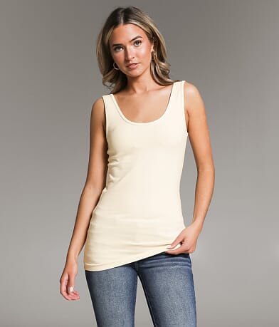 BKE core X-Long Scoop Neck Tank Top front view