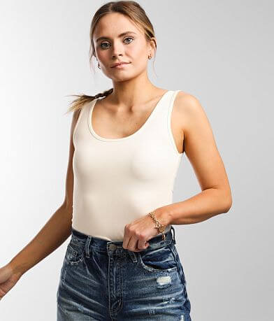 BKE core X-Long Scoop Neck Tank Top front view