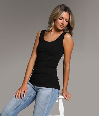 BKE core X-Long Scoop Neck Tank Top front view
