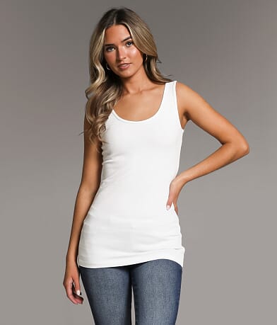 BKE core X-Long Scoop Neck Tank Top front view