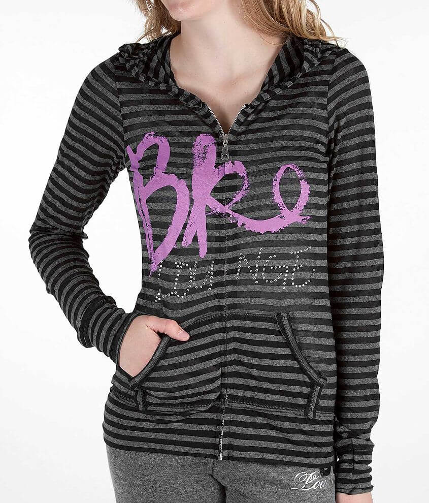 BKE lounge Sheer Stripe Hoodie front view