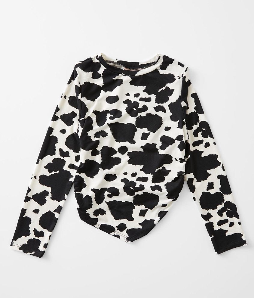 Girls - Willow &#38; Root Cow Print Top front view