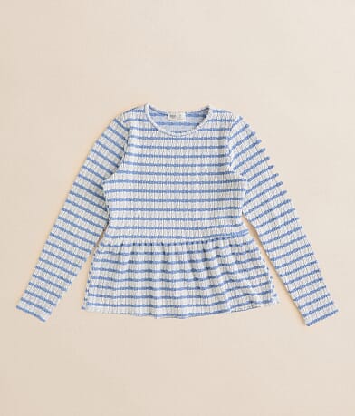 BKE Girls - Striped Peplum Top front view