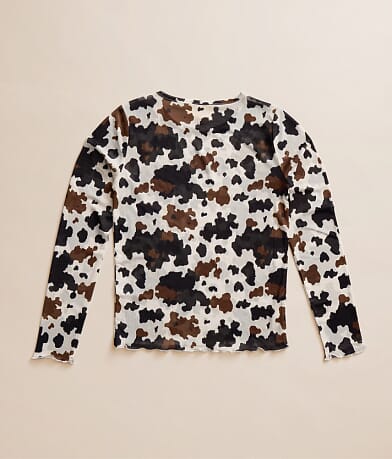 Girls - Cow Print Mesh Top thumbnail 2