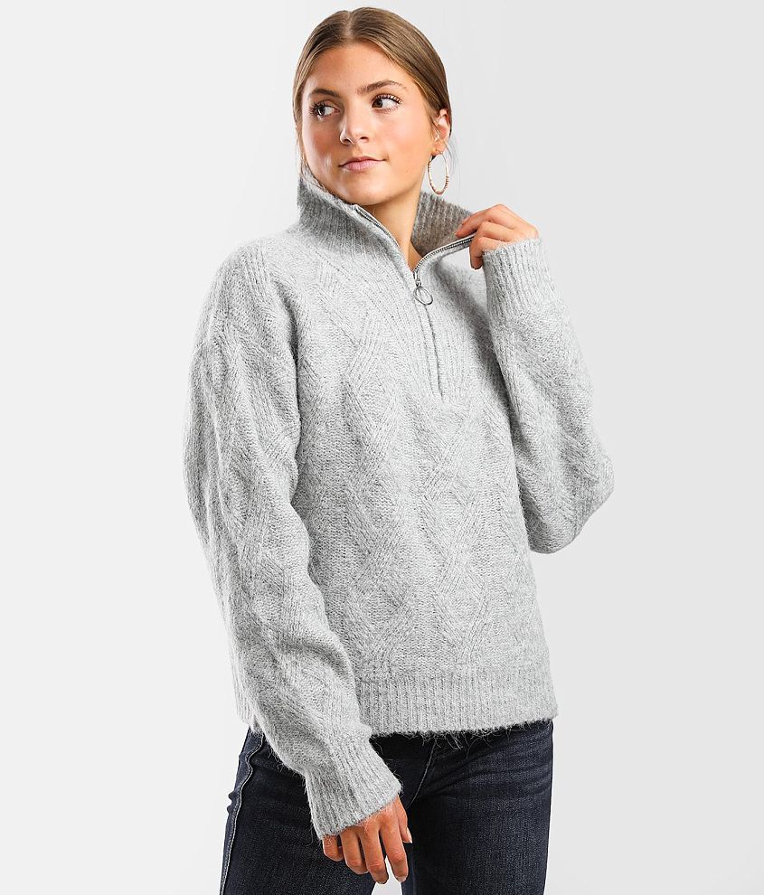 BKE Quarter Zip Mock Neck Sweater - Women's Sweaters in Heather Grey ...