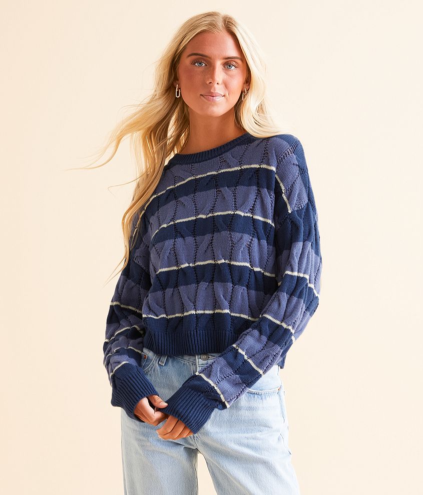 Cable Stripe Cropped Sweater