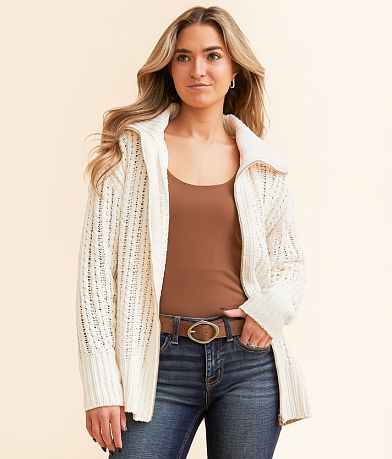 BKE Chenille Cardigan Sweater front view