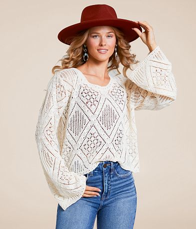 Willow & Root Pointelle Sweater front view