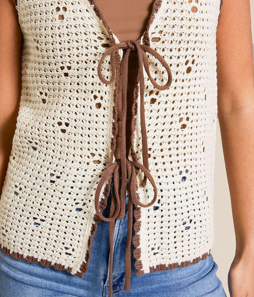 Front Tie Sweater Tank Top