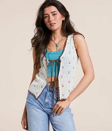 Willow & Root Front Tie Sweater Tank Top front view