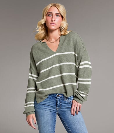 BKE Striped Sweater front view