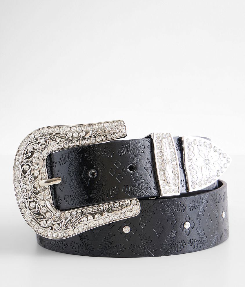 BKE Diamond Cut-Out Glitz Belt - Women's Belts in Black