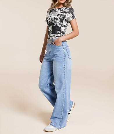 Habitual Gemma Wide Leg Studded Stretch Jean front view