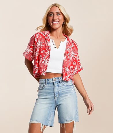 Hurley Getaway Cropped Shirt front view