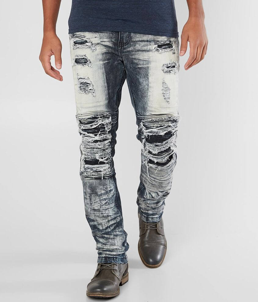 R.sole Moto Skinny Stretch Jean - Men's Jeans in Shredded Indigo | Buckle