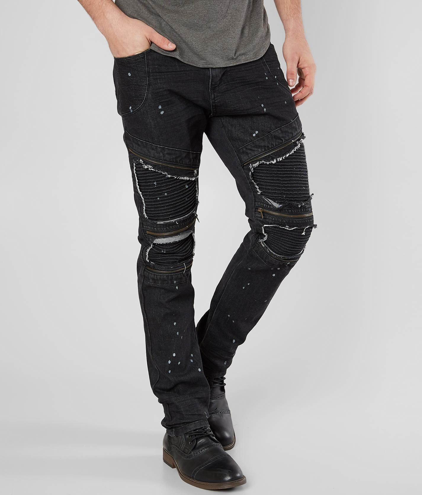 mens black cuffed cargo pants