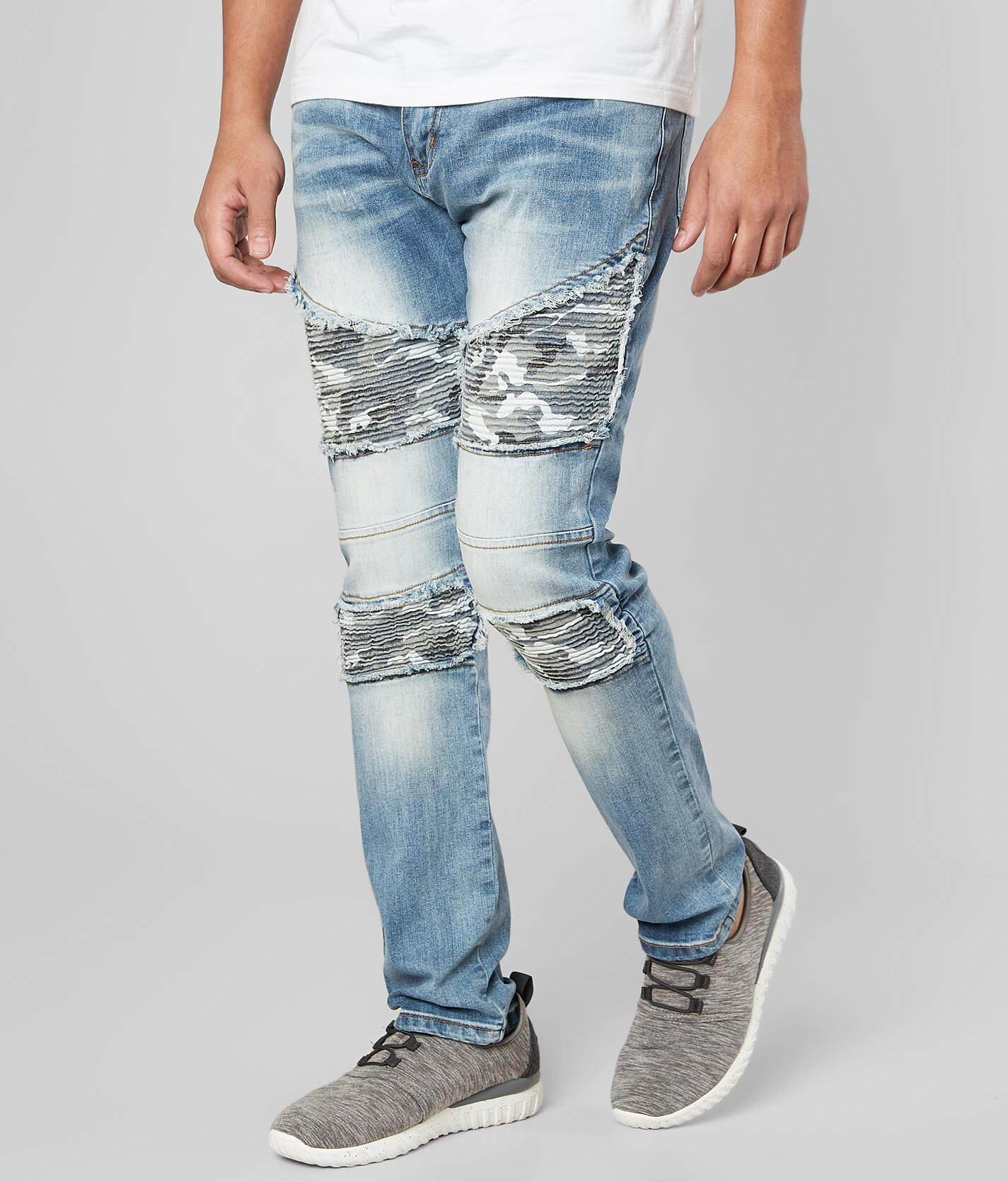 mens camo moto jeans