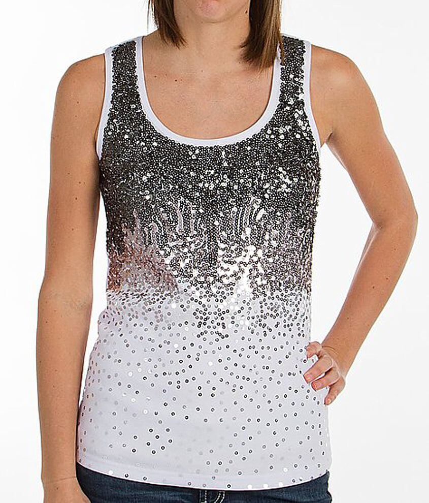 White sequin tank clearance top