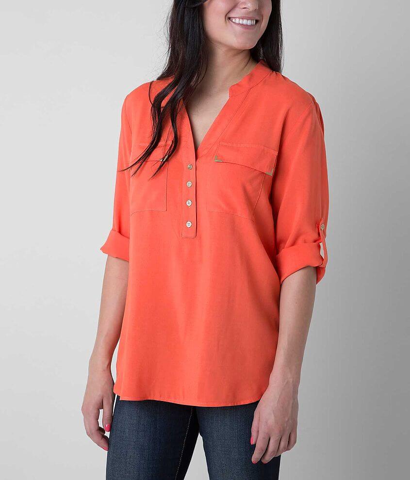 Daytrip Solid Henley Top front view
