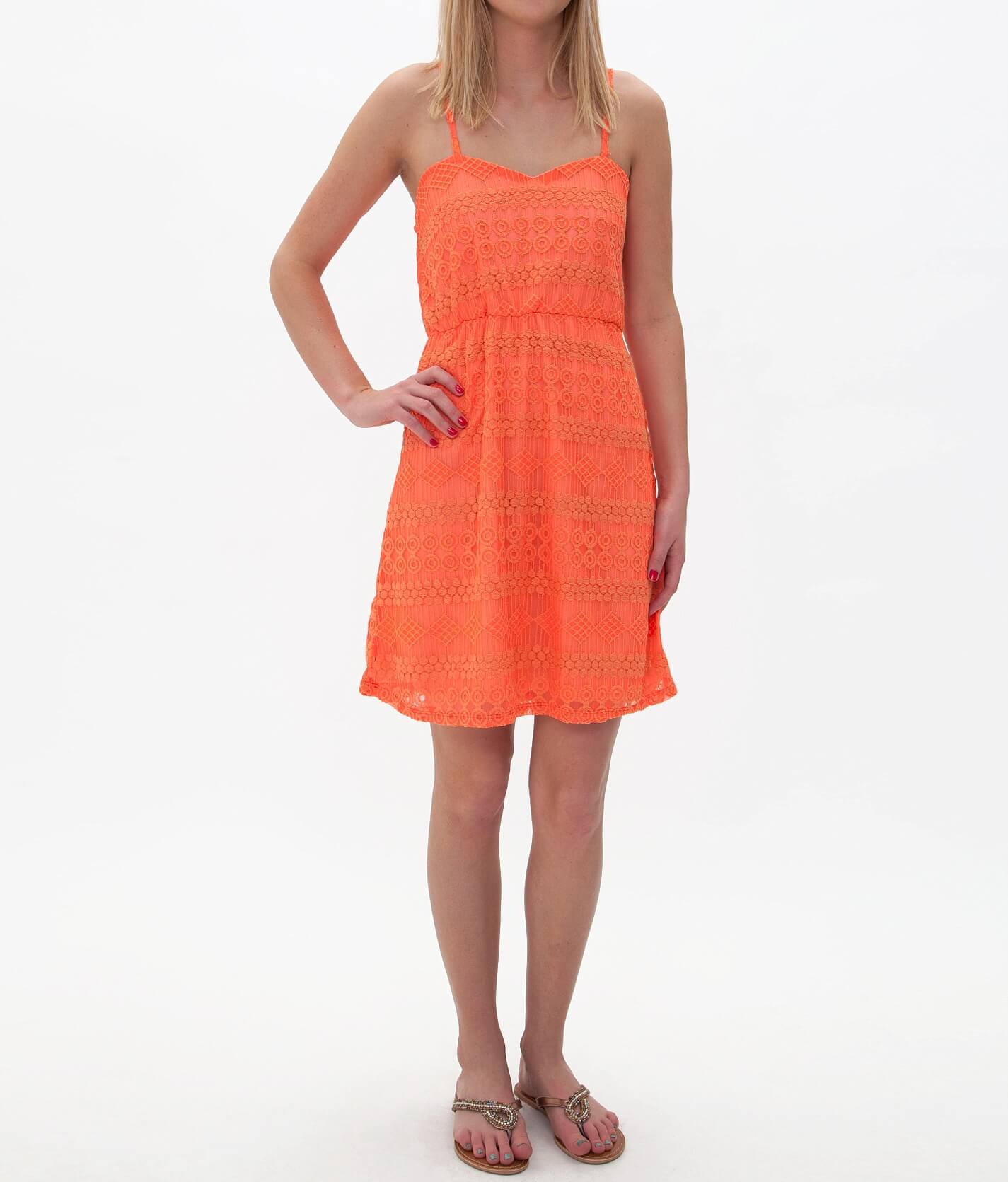 orange babydoll dress sleeveless