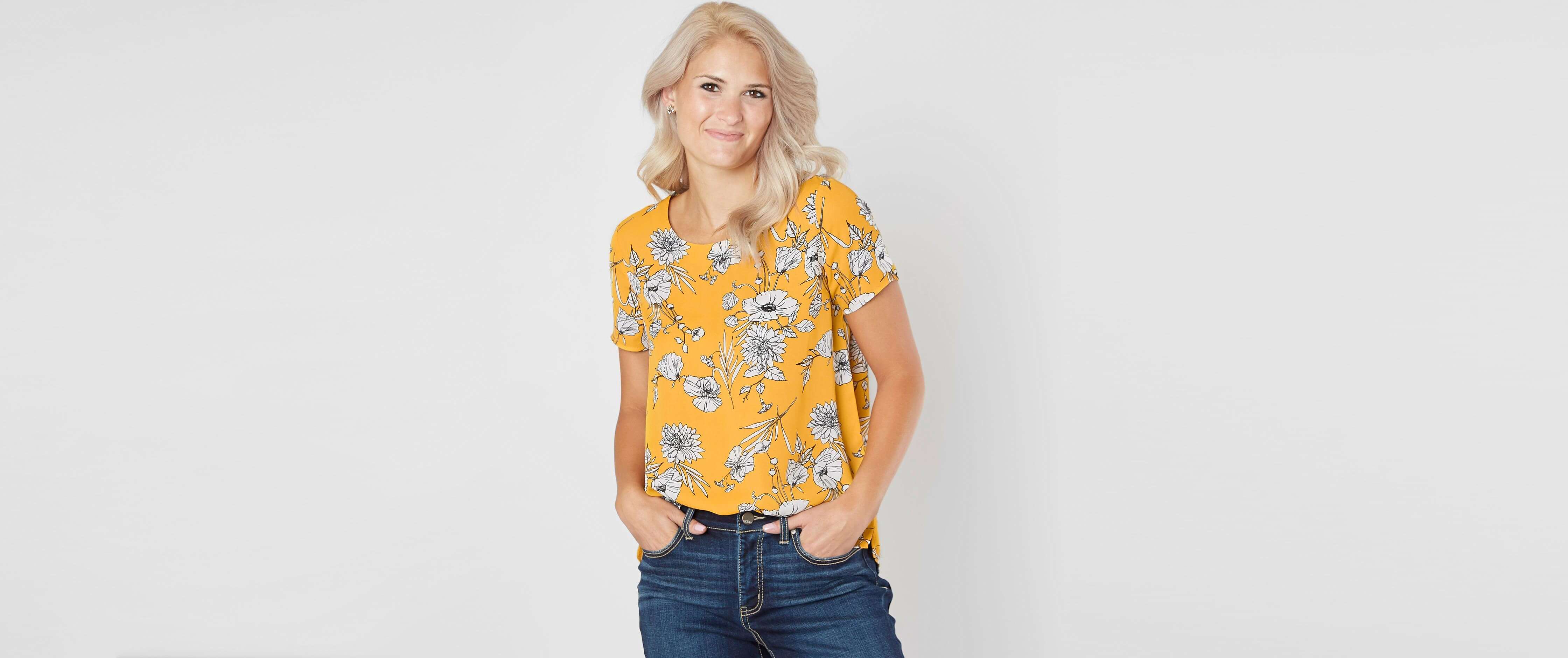 yellow buckle top