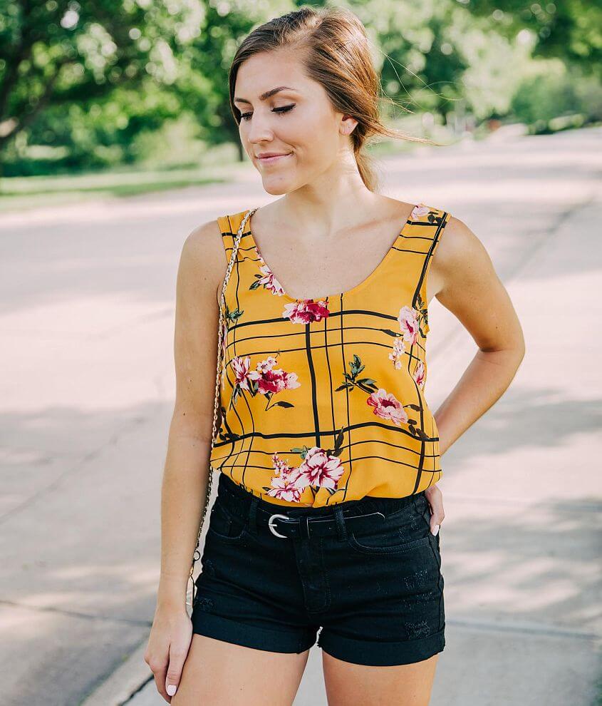 Daytrip Floral Chiffon Tank Top front view