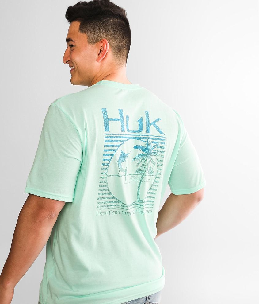 Huk Marlin Palm T-Shirt - Men's T-Shirts in Beach Glass Heather