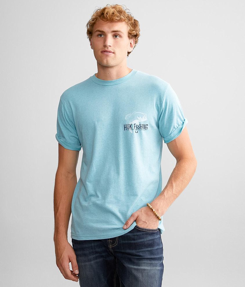 Huk Fresh Bass T-Shirt - Men's T-Shirts in Porcelian Blue Heather