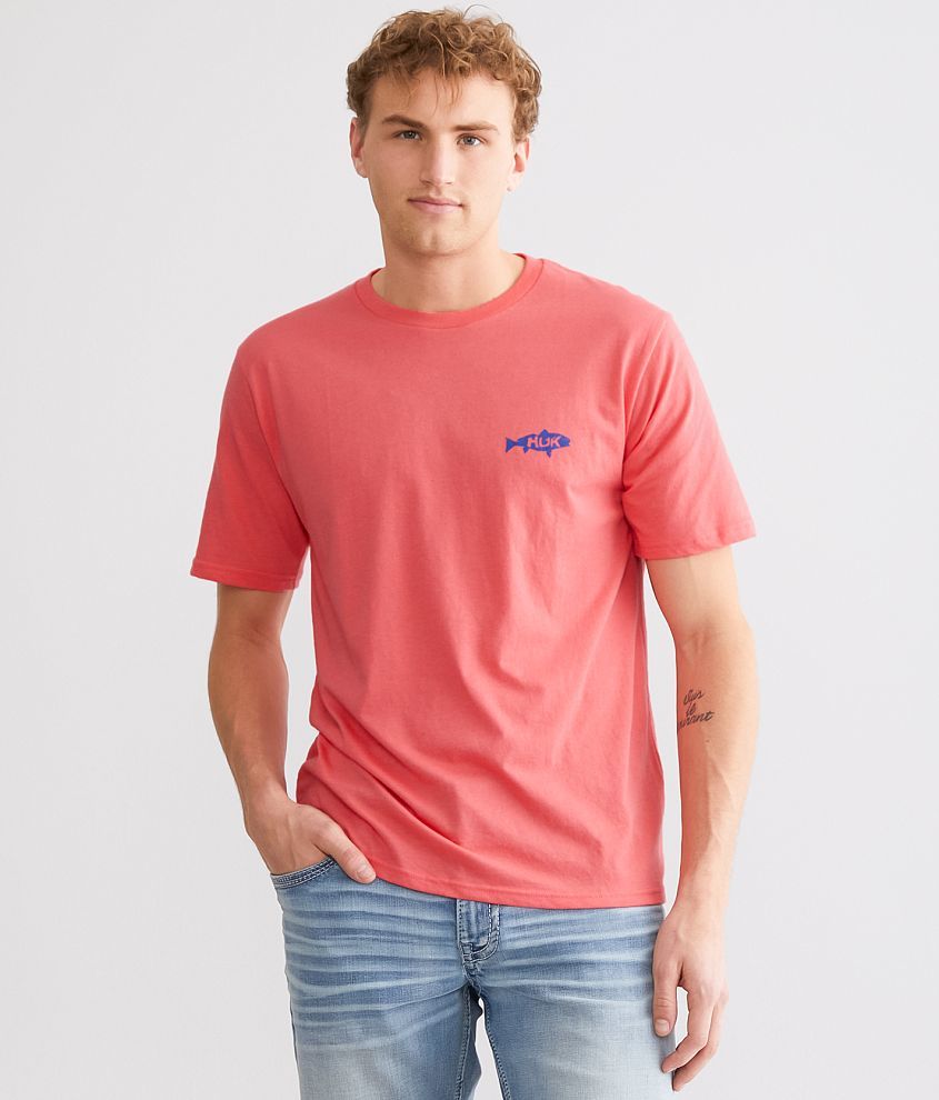 Huk Men's On & Off T-Shirt, Large, Sunwashed Red
