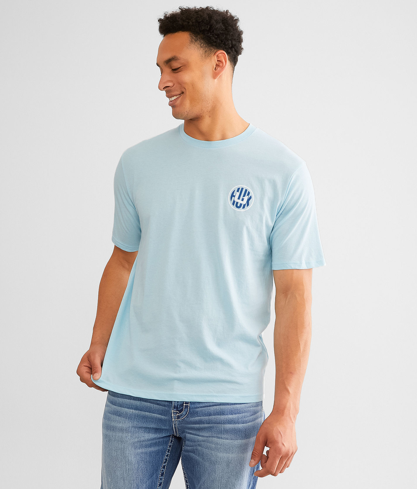 Huk Bass Banner T-Shirt - Blue Medium, Men's