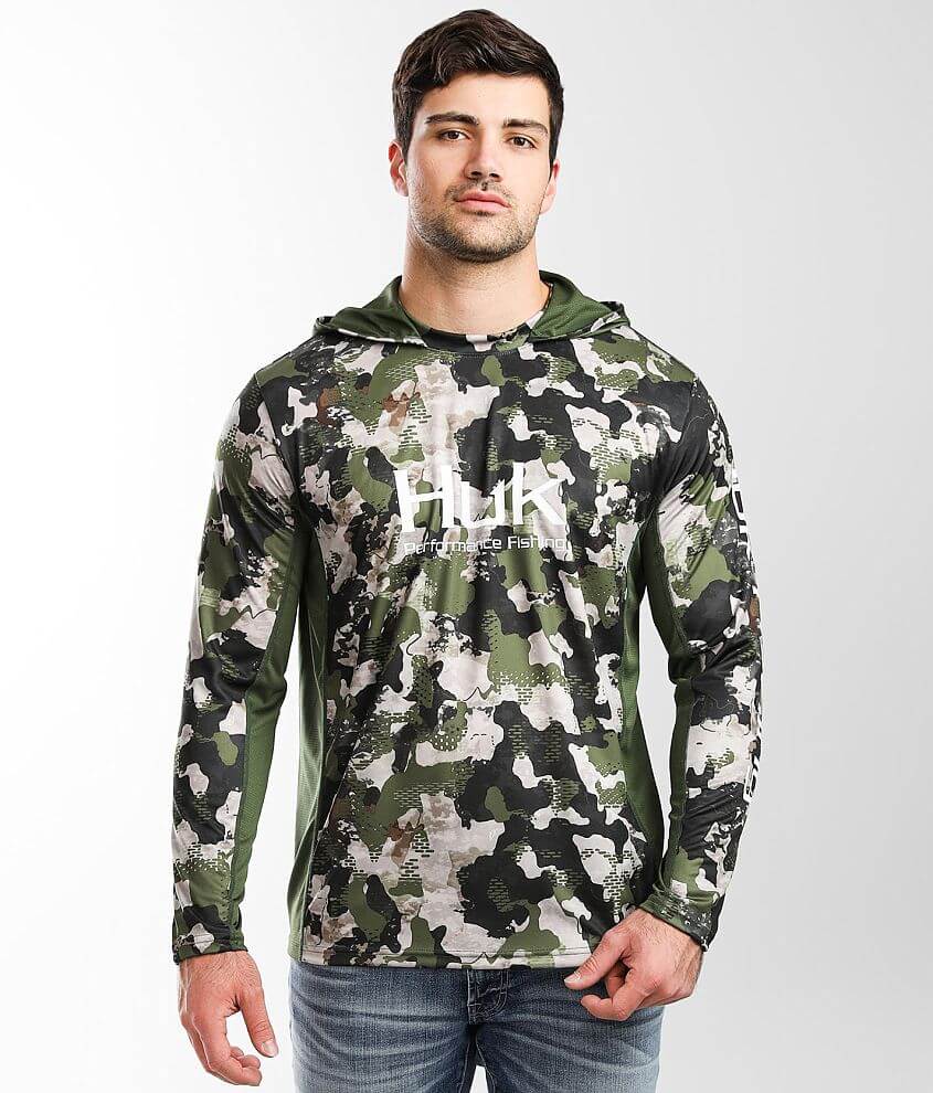 Huk Men's Icon X Refraction Camo Bluefin Medium Long-Sleeve