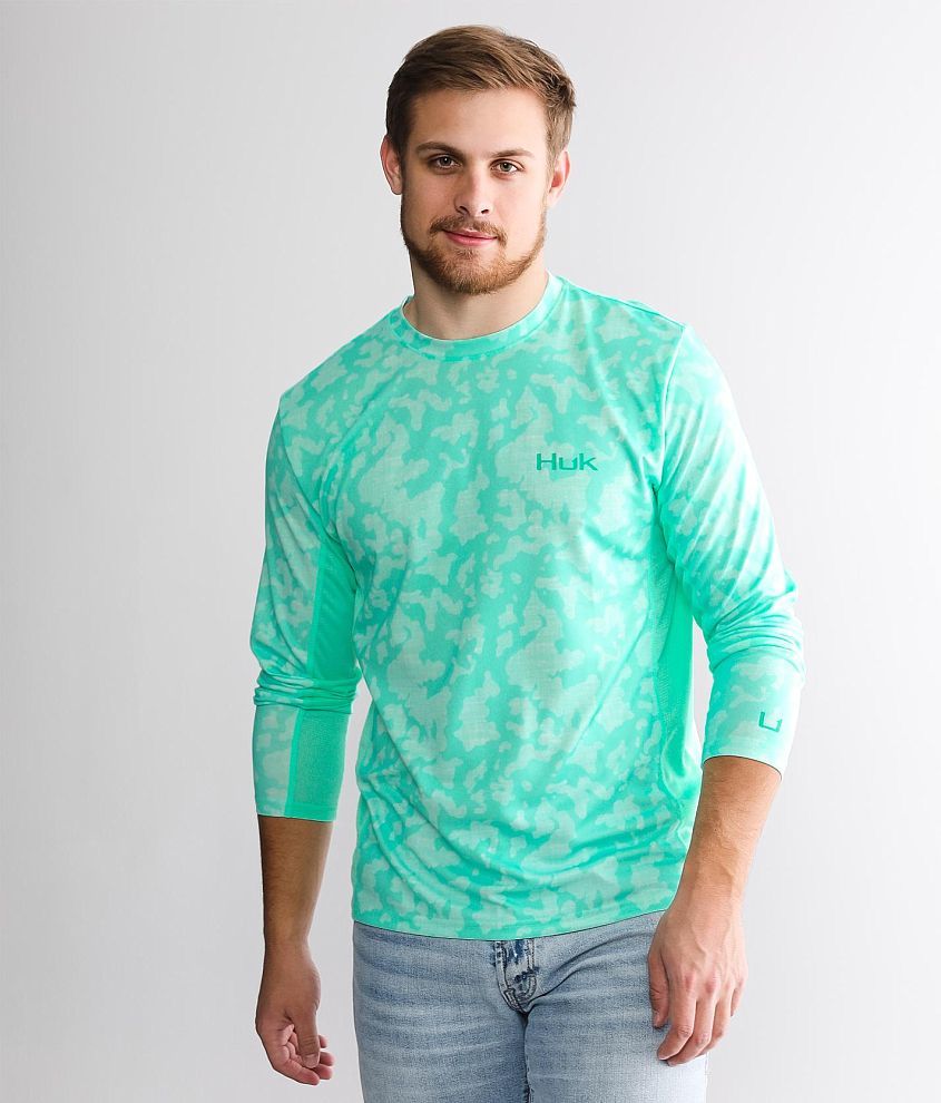 Huk Men ' S Icon x Running Lakes Long Sleeve - Beach Glass