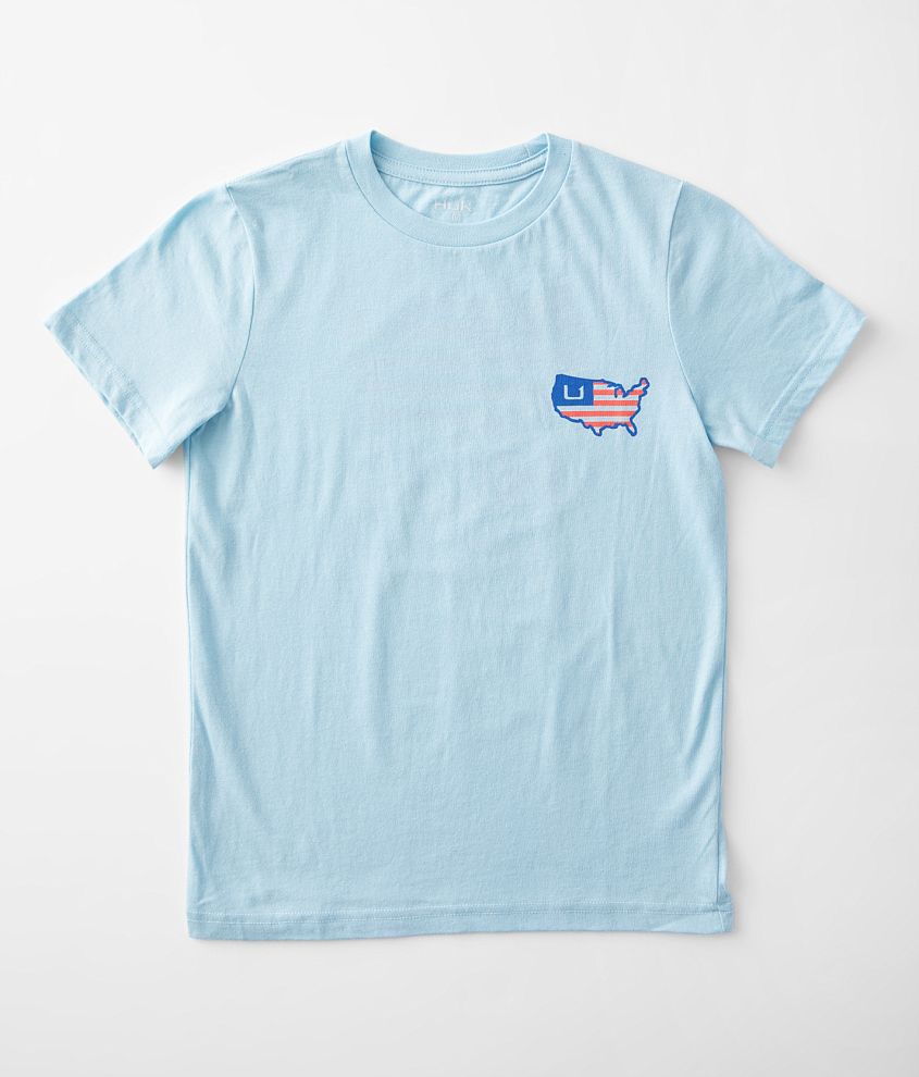 Boys - Huk American T-Shirt - Boy's T-Shirts in Crystal Blue