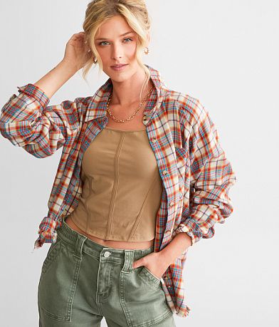 Gilded Intent Oversized Flannel Shirt front view