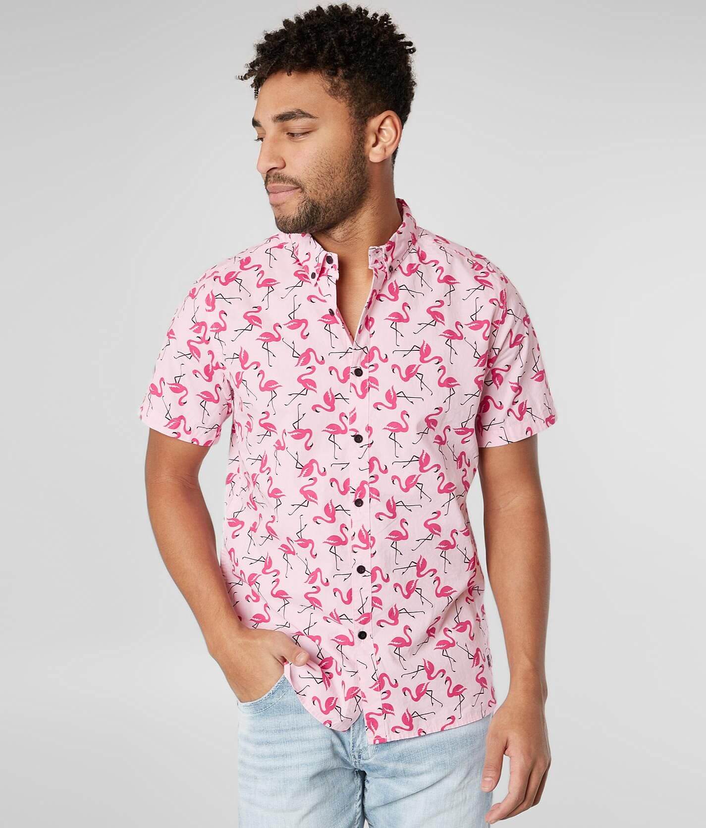 Pink flamingo store button up shirt