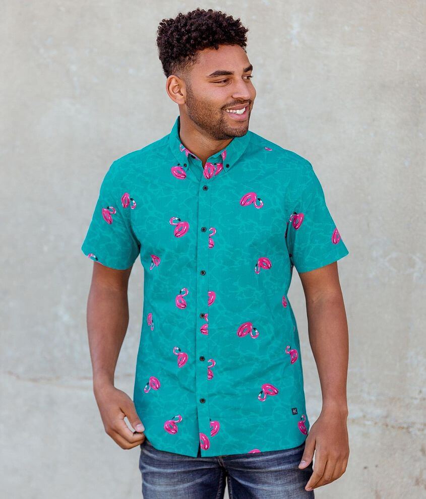 Pink and sale turquoise shirt