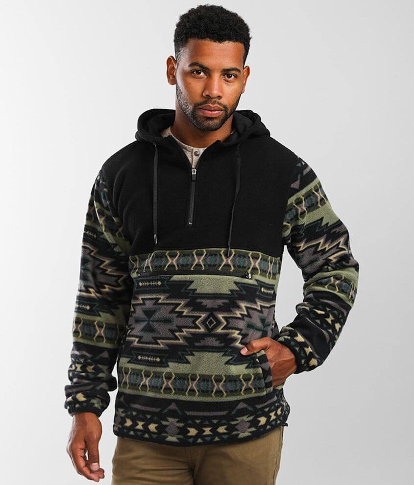 Departwest Pieced Aztec Hooded Sweatshirt - Men's Sweatshirts in Black