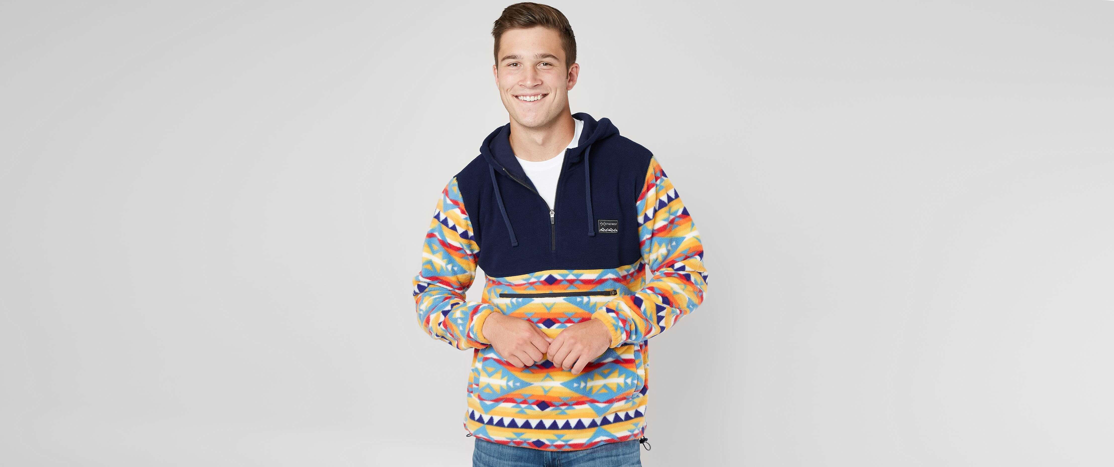 Departwest Geo Print Hooded Sweatshirt Men's Sweatshirts in Navy