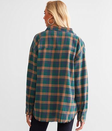 Gauze Doublecloth Boyfriend Plaid Blouse