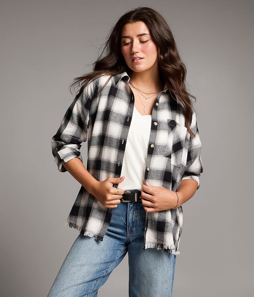 Frayed Flannel Boyfriend Shirt