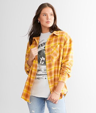 BKE Oversized Boyfriend Flannel Shirt front view