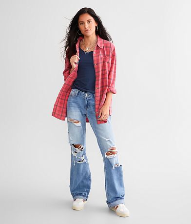 Gilded Intent Acid Wash Plaid Boyfriend Flannel Shirt MISC_DETAIL_3