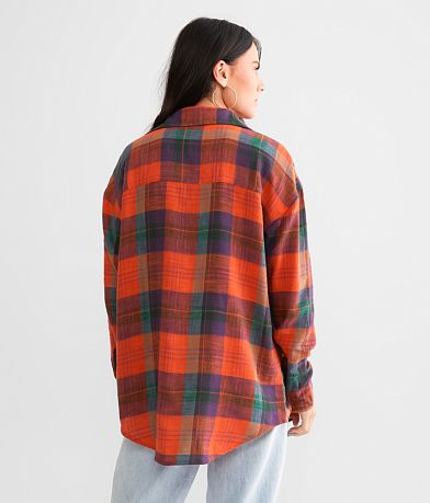 Gilded Intent Plaid Boyfriend Flannel Shirt BACK