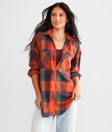 Gilded Intent Plaid Boyfriend Flannel Shirt FULL_LEFT_SIDE