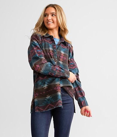 BKE Aztec Print Boyfriend Shirt FULL_LEFT_SIDE