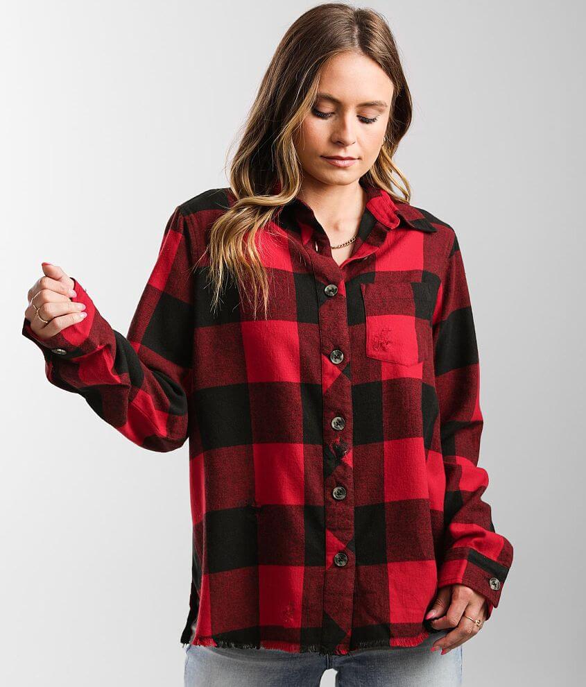 BKE Studded Flannel Shirt - Women's Shirts/Blouses in Red Blue Black