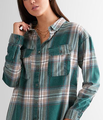 Gilded Intent Oversized Boyfriend Flannel Shirt misc detail 1 view