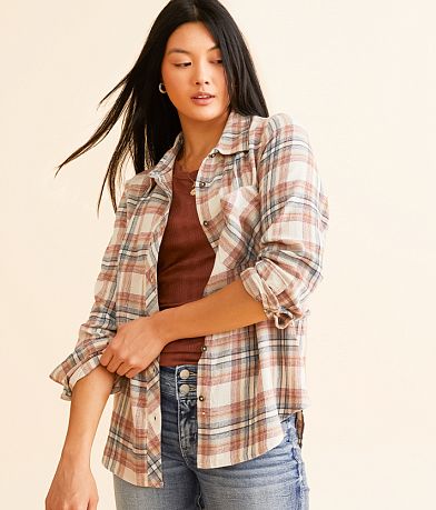 BKE Plaid Eased Flannel Shirt front view