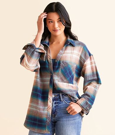 Modish Rebel Flannel Boyfriend Shirt front view